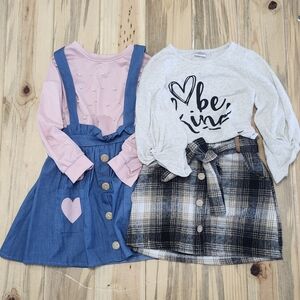 Sparkle In Pink 2 Piece Skirt Set Long Sleeve Size XL 5/6 7/8